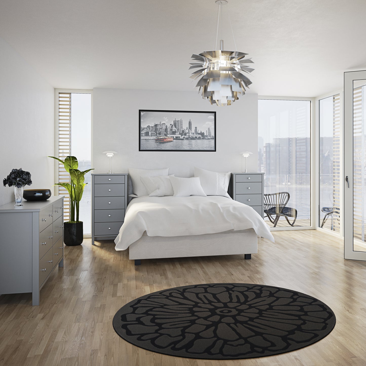 tromso 3 door wardrobe grey