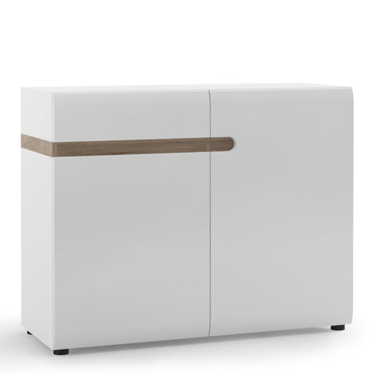 chelsea living 1 drawer 2 door sideboard in white with a truffle oak trim