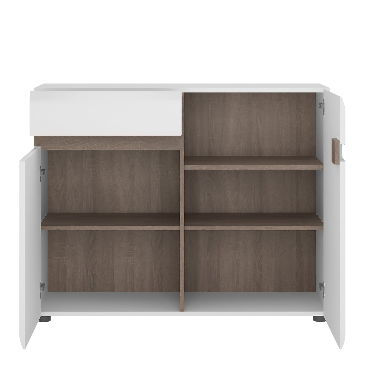 chelsea living 1 drawer 2 door sideboard in white with a truffle oak trim