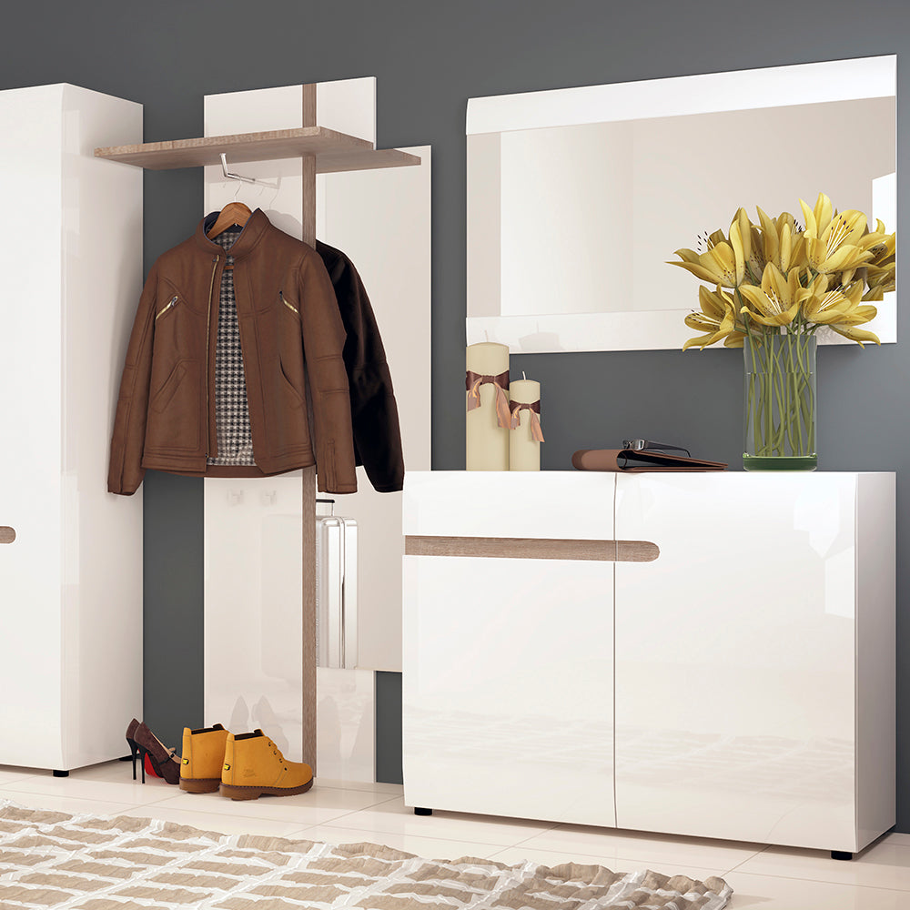 chelsea living 1 drawer 2 door sideboard in white with a truffle oak trim