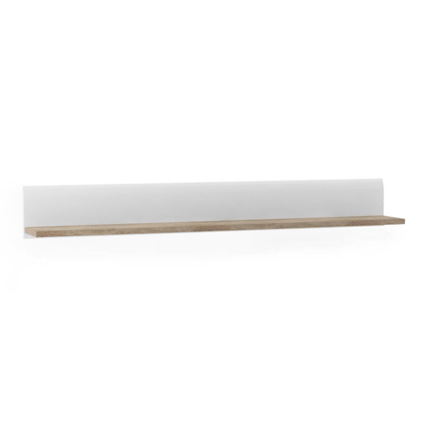 chelsea living wall shelf in white with a truffle oak trim