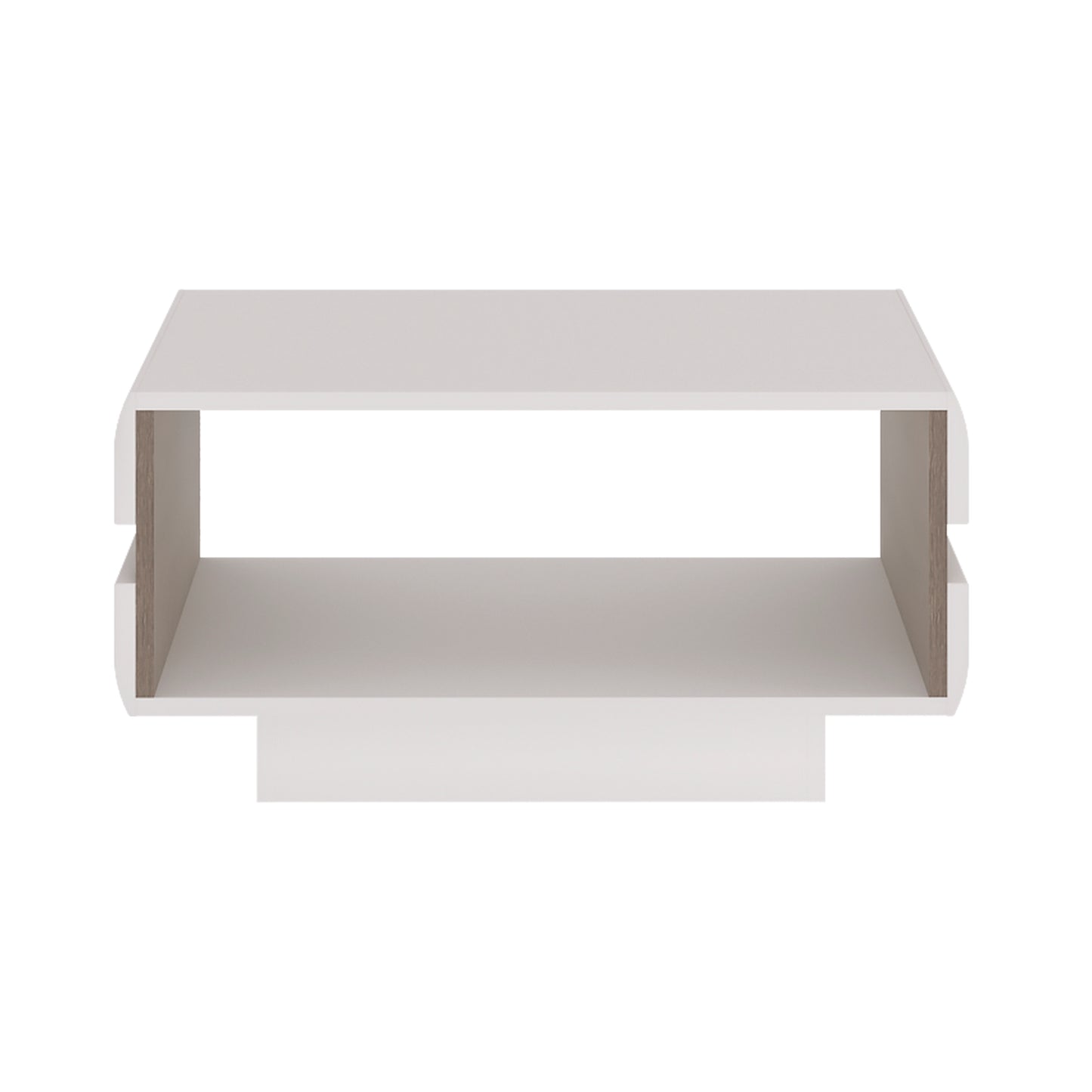 chelsea living small designer coffee table in white with a truffle oak trim