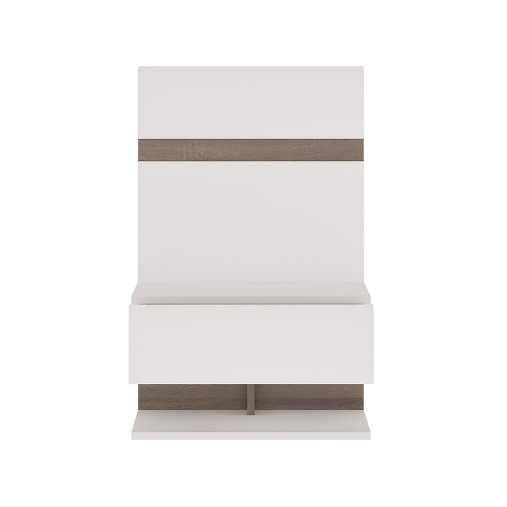 chelsea bedroom bedside extension for bed in white with a truffle oak trim