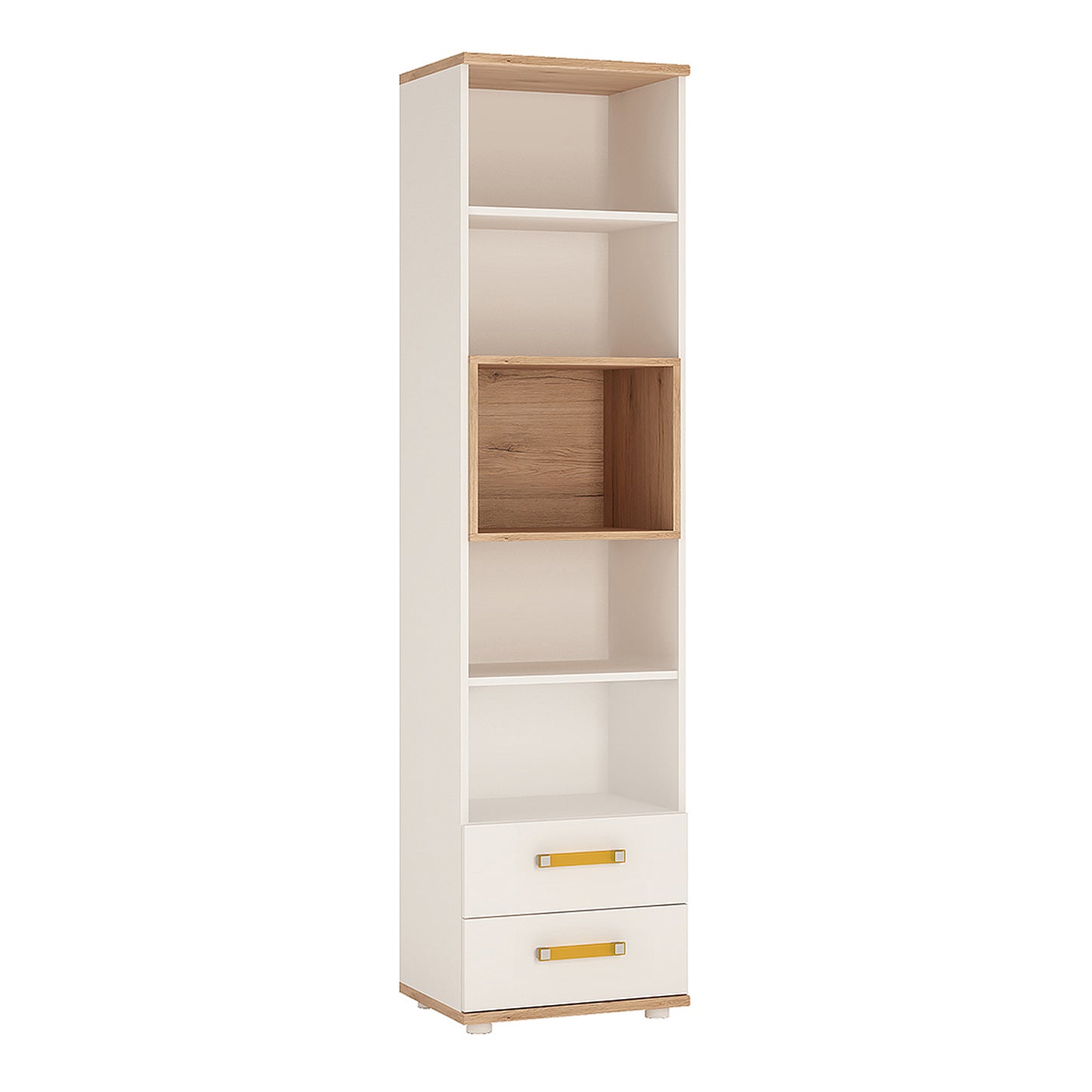 4kids tall 2 drawer bookcase with orange handles