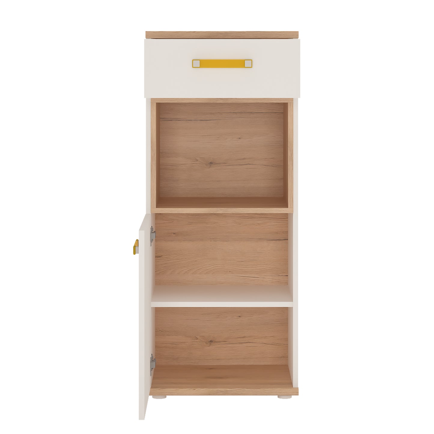 4kids 1 door 1 drawer narrow cabinet with orange handles