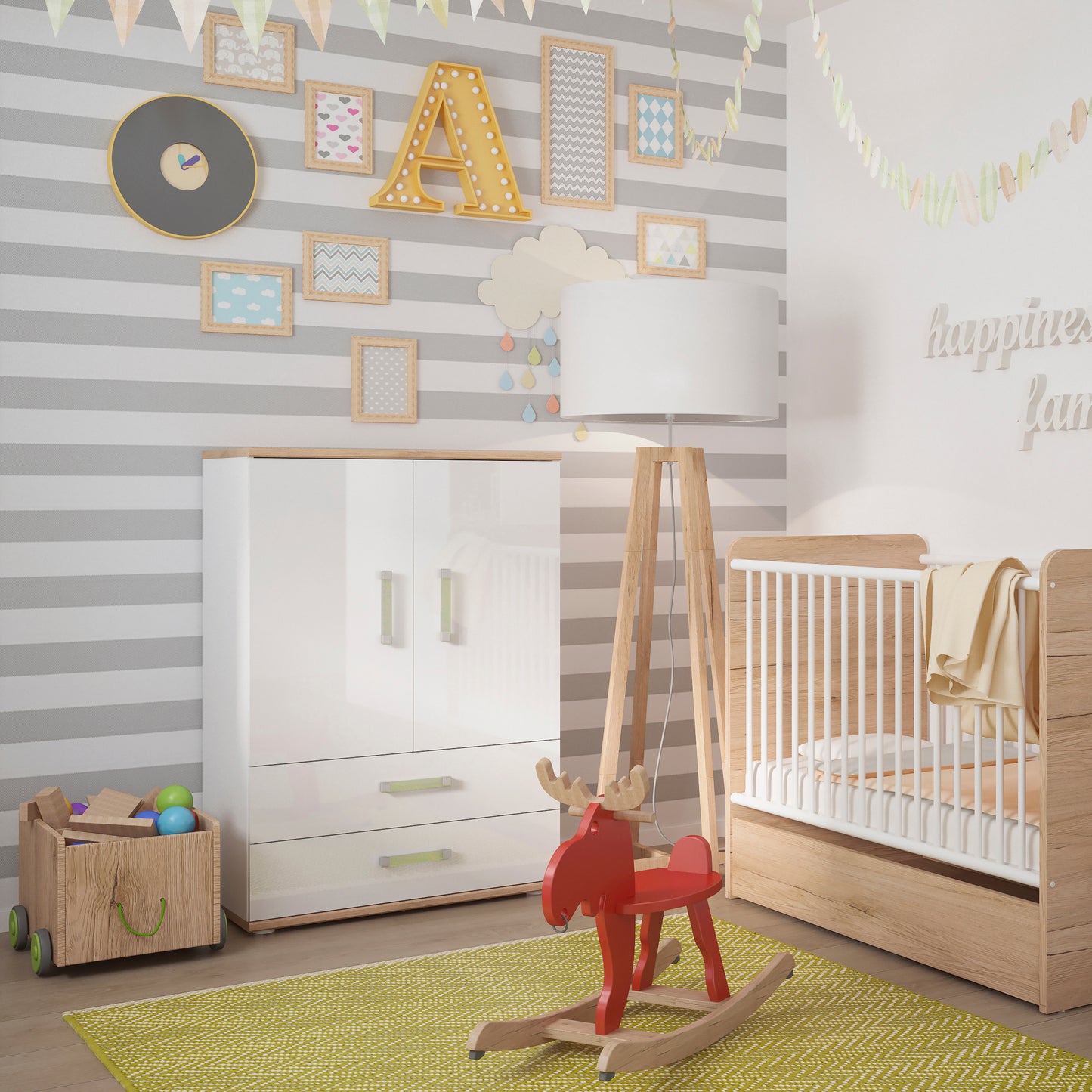 4kids 2 door 4 drawer sideboard with lemon handles