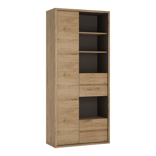 shetland tall wide 1 door 4 drawer bookcase