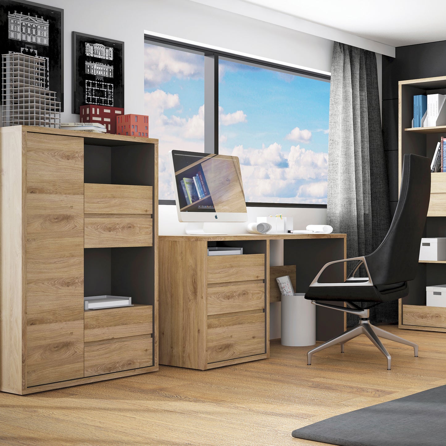 shetland 1 door 4 drawer display cabinet