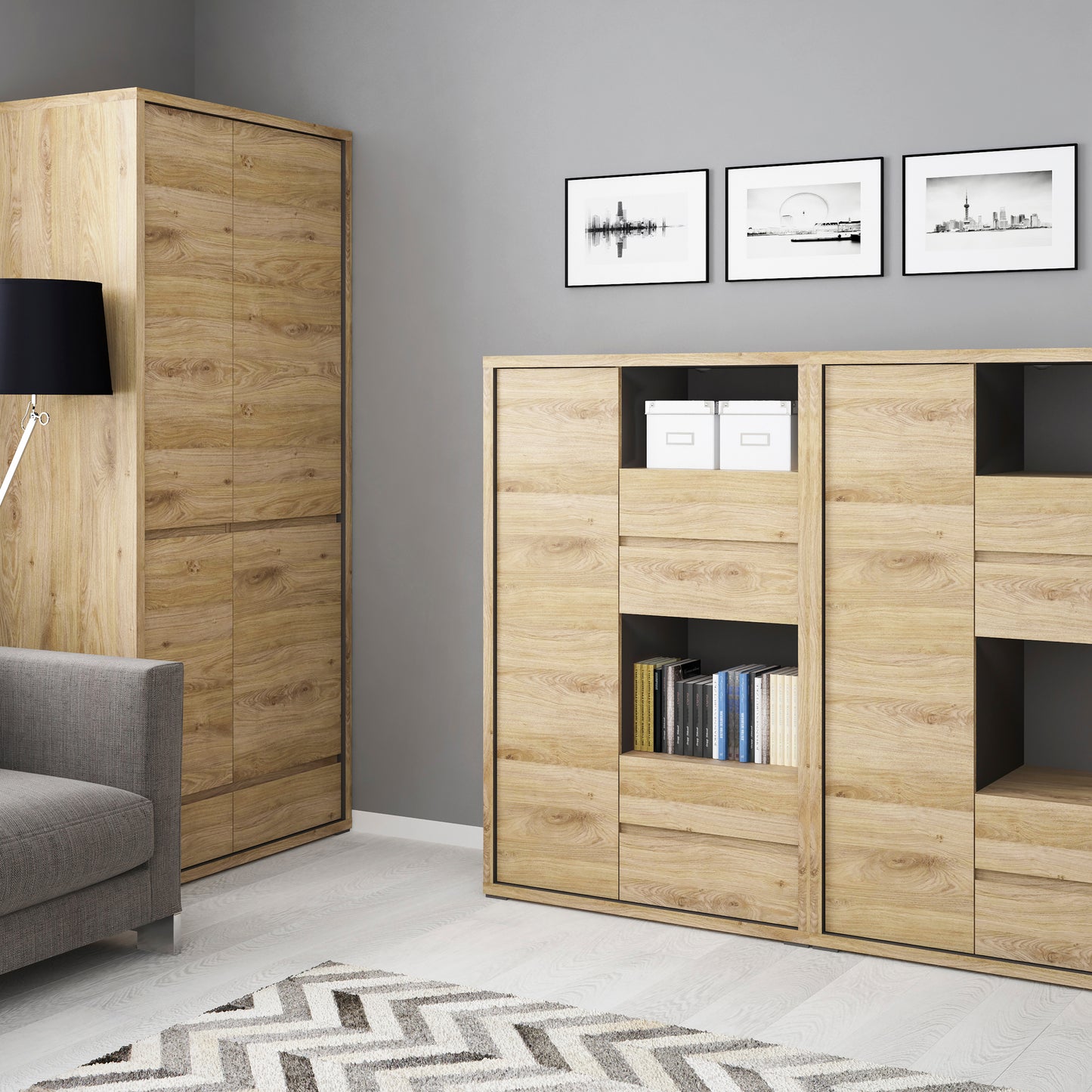 shetland 1 door 4 drawer display cabinet
