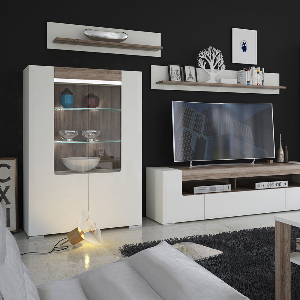 toronto low glazed 2 door display cabinet with internal shelves (inc. plexi lighting)