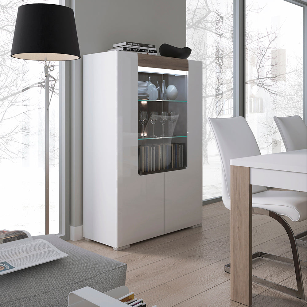 toronto low glazed 2 door display cabinet with internal shelves (inc. plexi lighting)