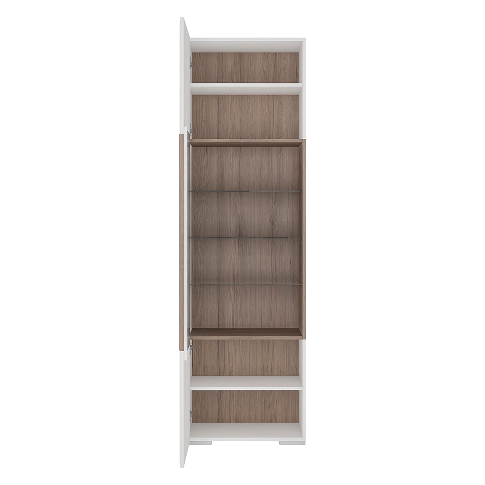 toronto tall narrow glazed display cabinet with internal shelves (inc. plexi lighting)