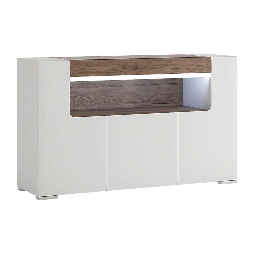toronto 3 door sideboard with open shelving (inc. plexi lighting)