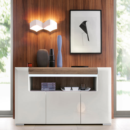 toronto 3 door sideboard with open shelving (inc. plexi lighting)