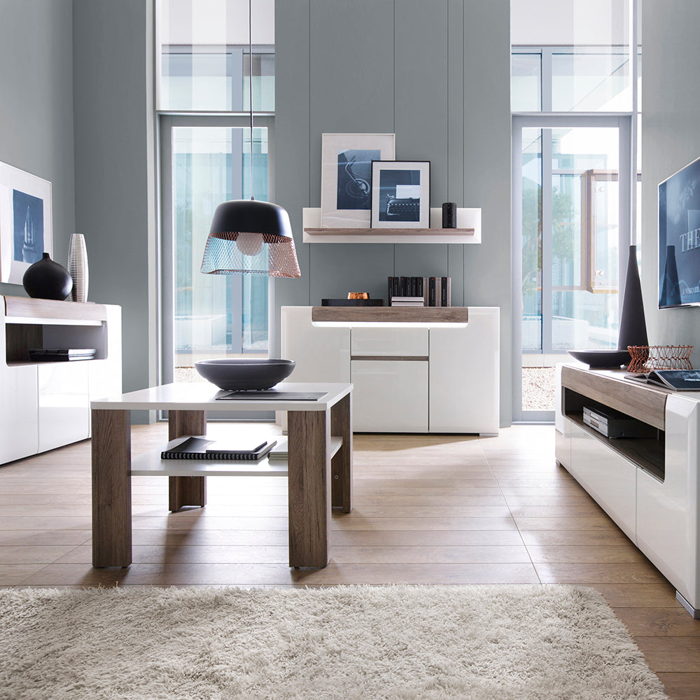 toronto 3 door sideboard with open shelving (inc. plexi lighting)