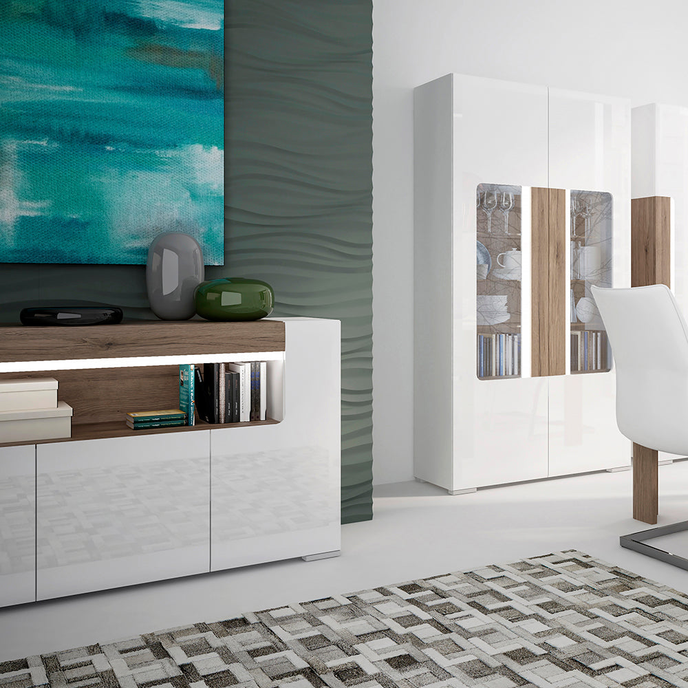 toronto 3 door sideboard with open shelving (inc. plexi lighting)