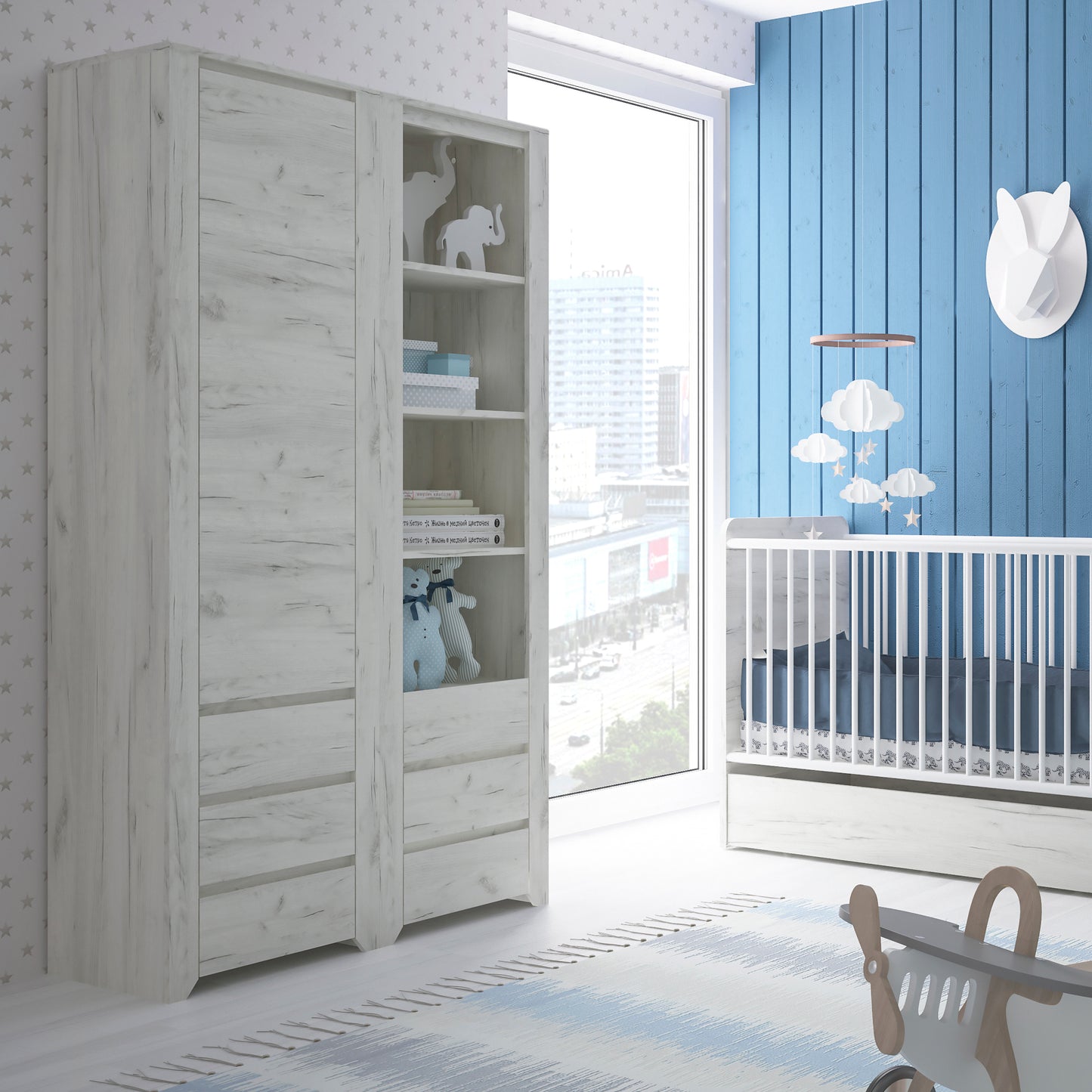 angel tall narrow one door 3 drawer narrow cupboard