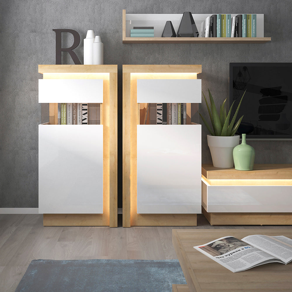 lyon 120cm wall shelf in riviera oak/white