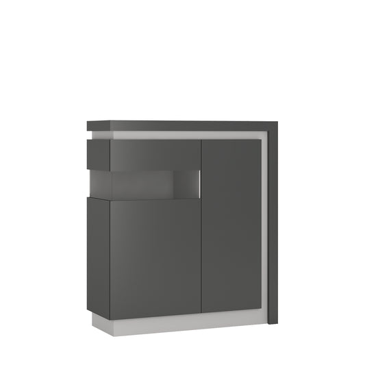lyon 2 door designer cabinet (lh) in platinum/light grey gloss