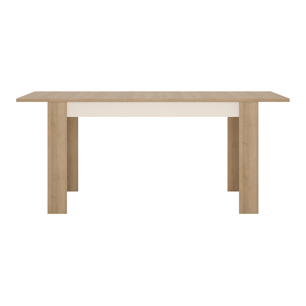 lyon medium extending dining table 140-180cm in riviera oak/white high gloss