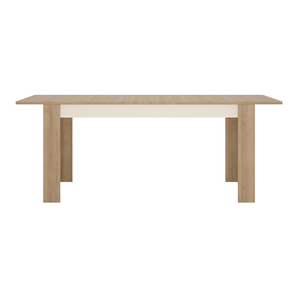 lyon large extending dining table 160-200cm in riviera oak/white high gloss