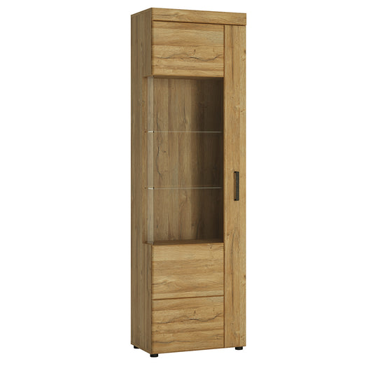 cortina tall glazed display cabinet (lh) in grandson oak