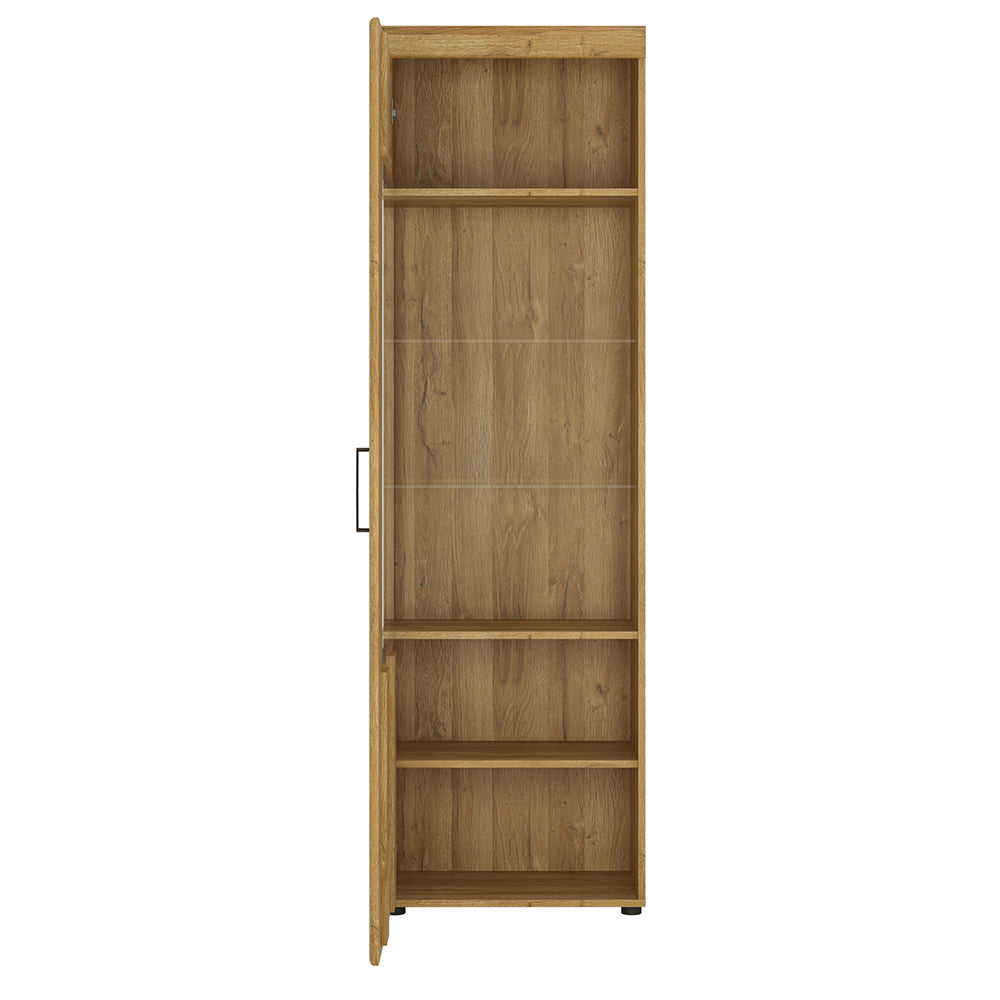 cortina tall glazed display cabinet (lh) in grandson oak
