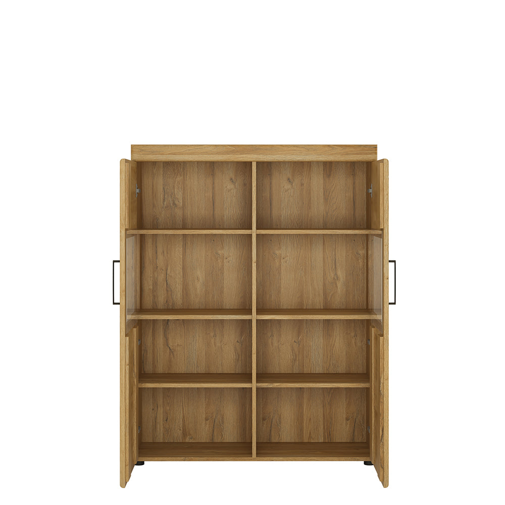 cortina low wide 2 door display cabinet in grandson oak