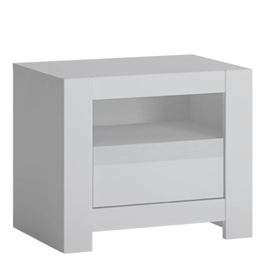 novi 1 drawer bedside table in alpine white