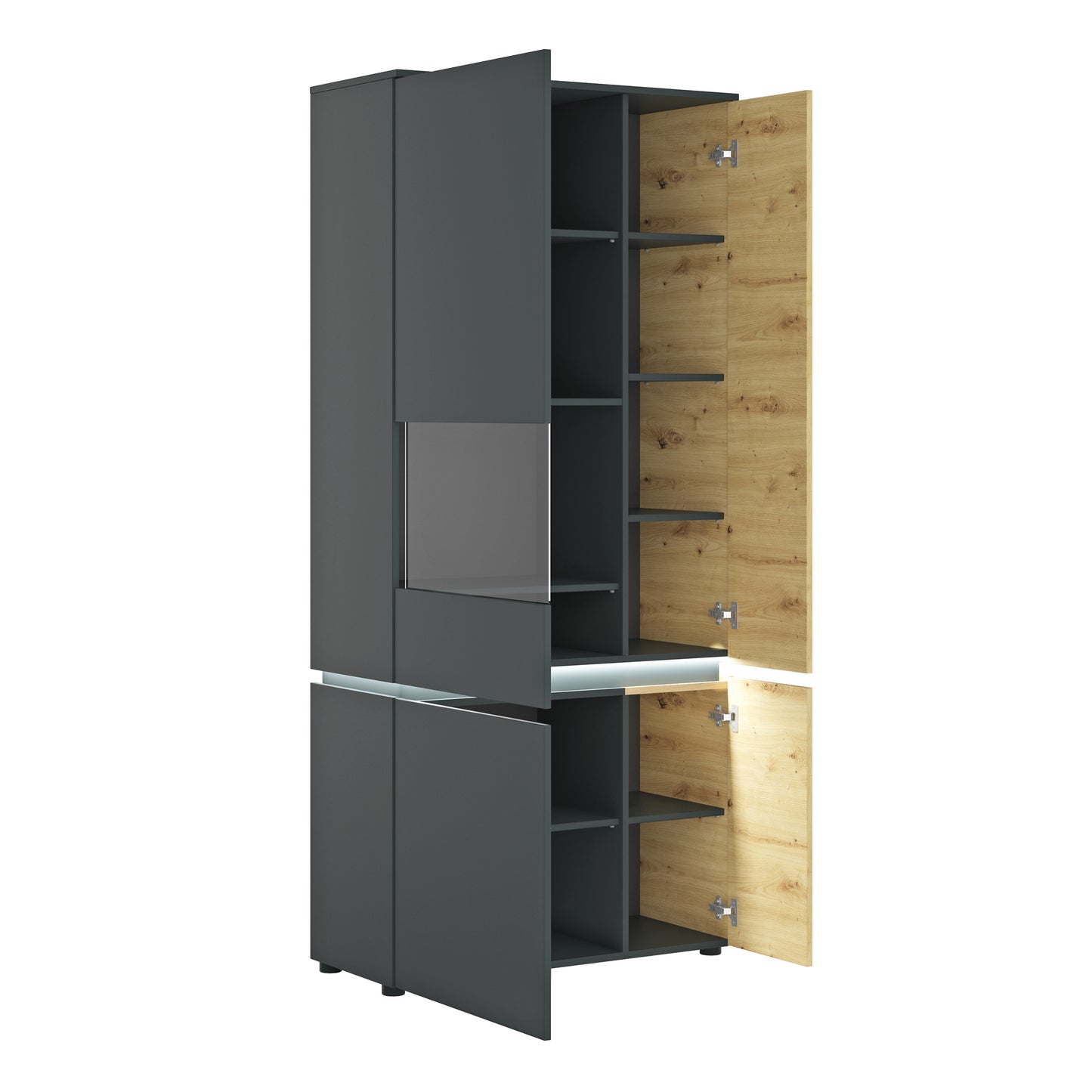luci 4 door tall display cabinet lh (including led lighting) in platinum and oak