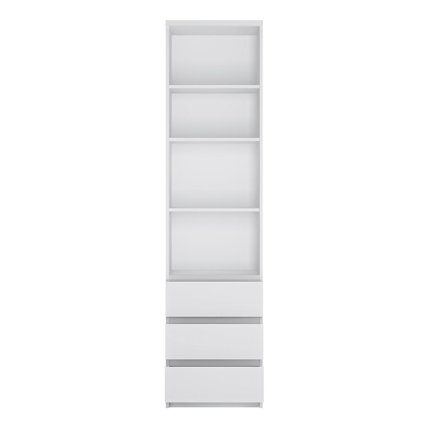 fribo tall narrow 3 drawer bookcase in white