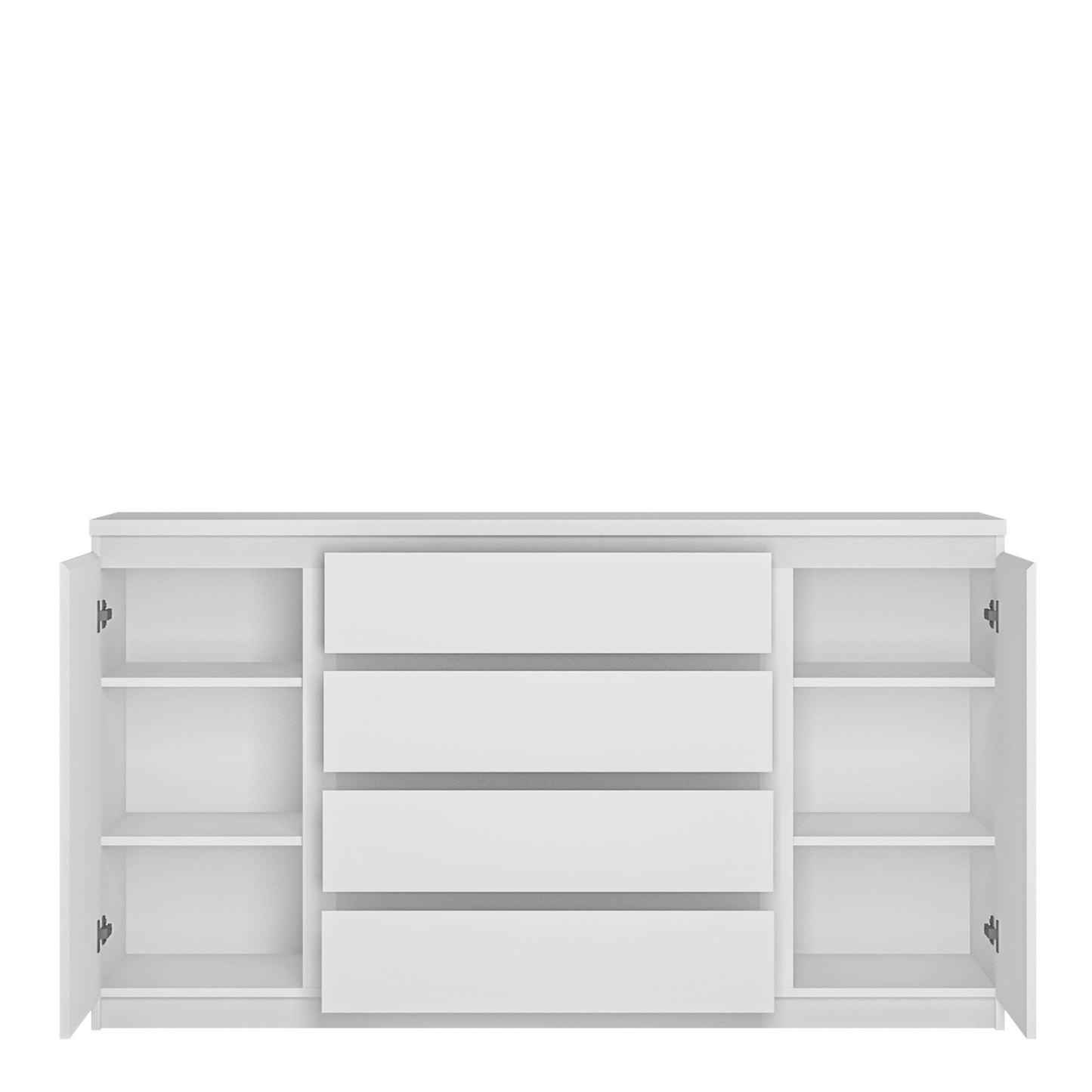 fribo 2 door 4 drawer wide sideboard in white