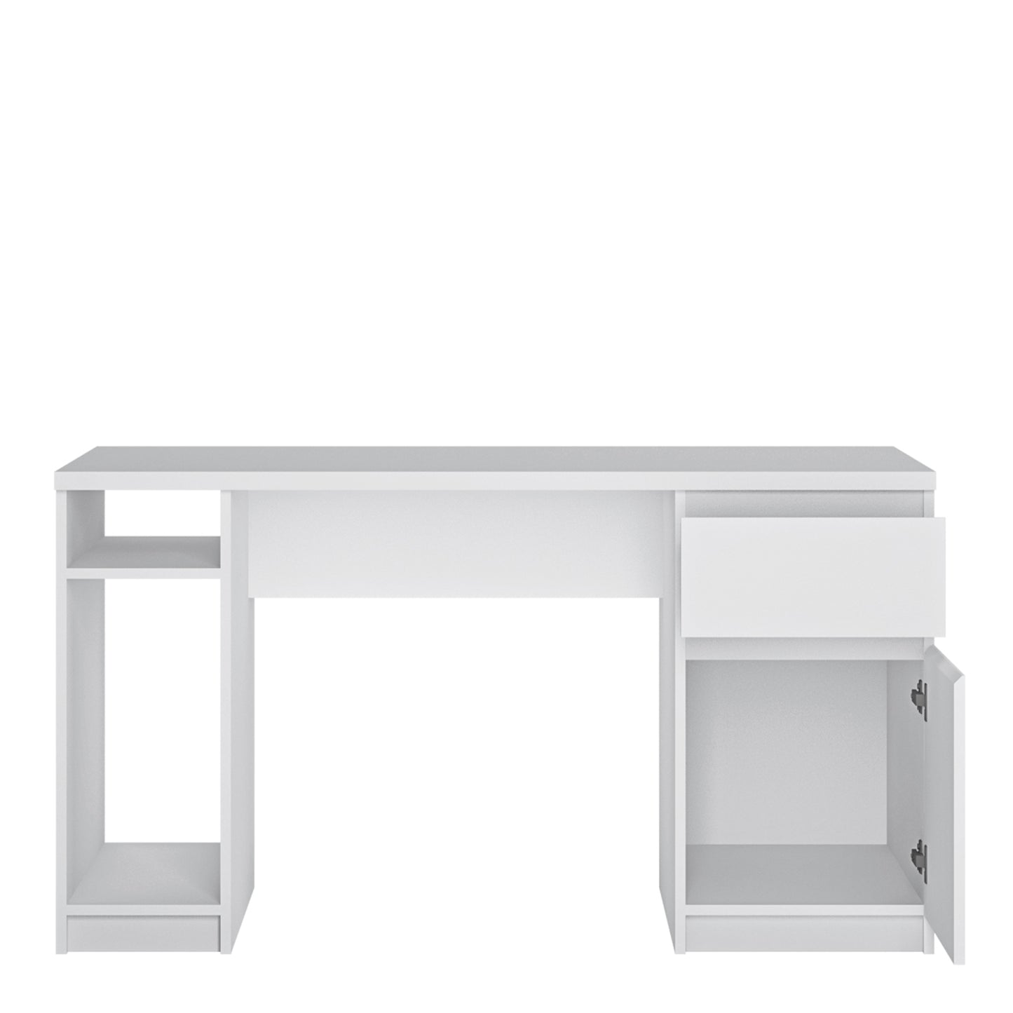 fribo 1 door 1 drawer twin pedestal desk in white