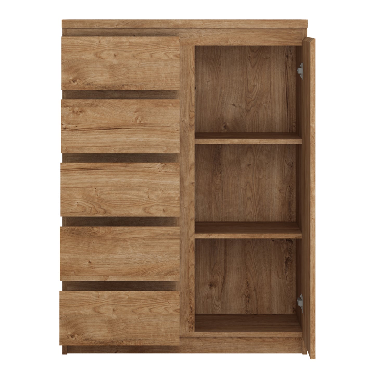 fribo 1 door 5 drawer cabinet in oak