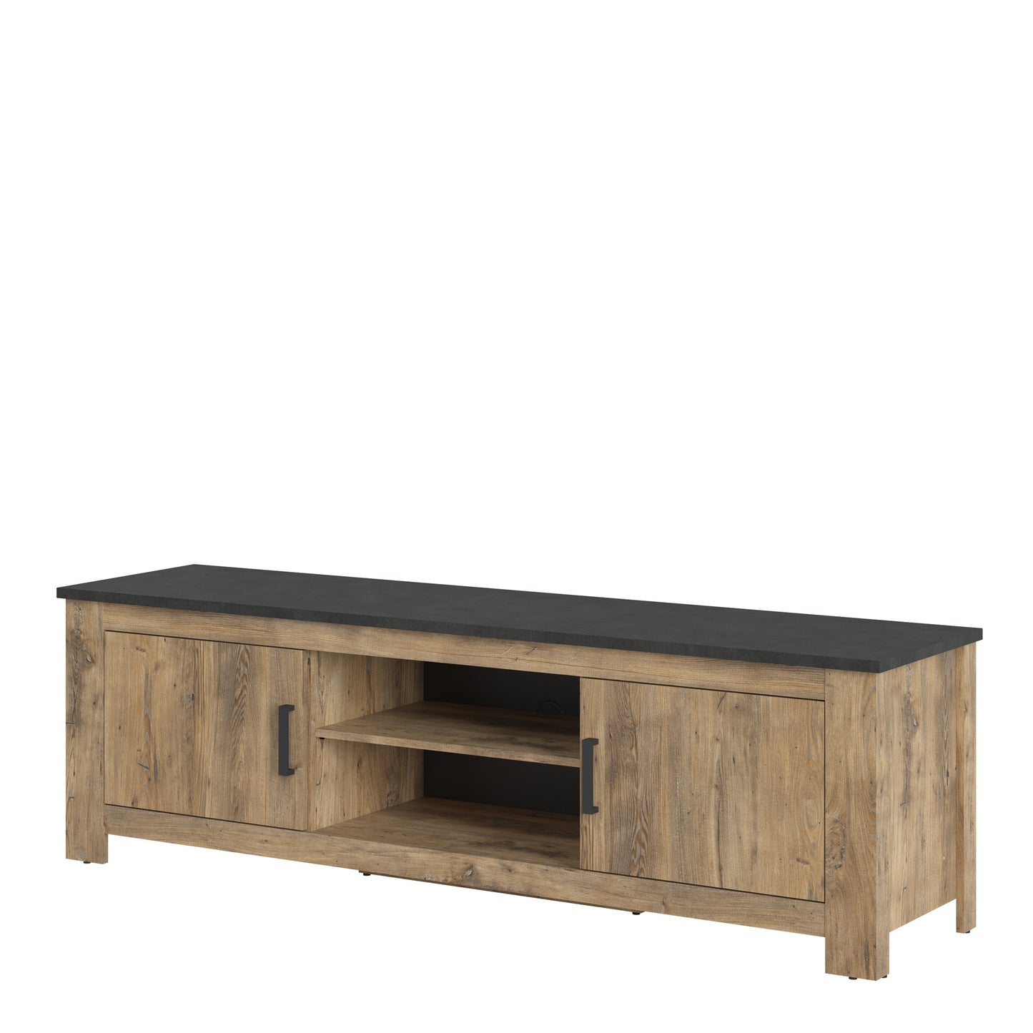 rapallo 2 door 189cm wide tv cabinet in chestnut and matera grey