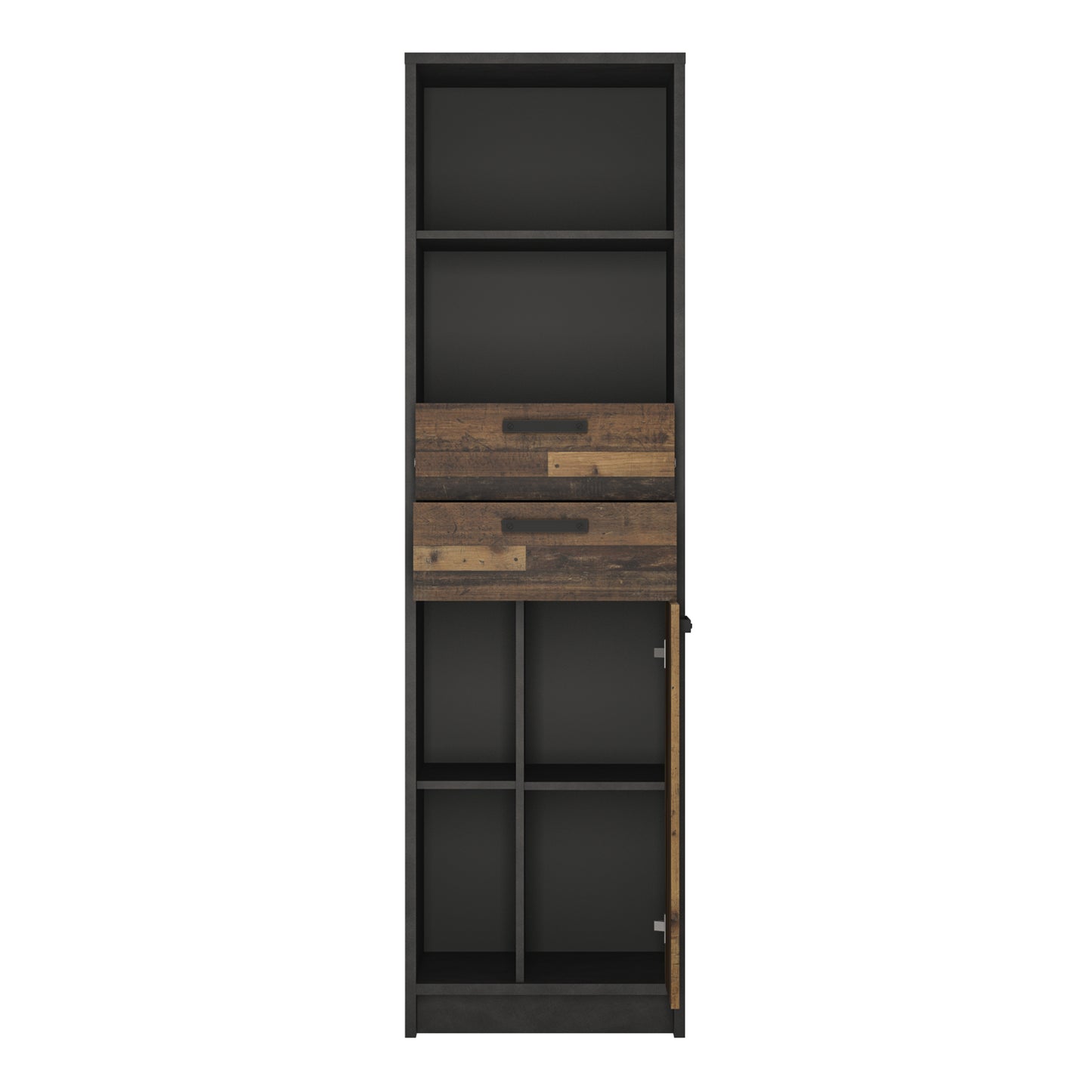 brooklyn bookcase in walnut and dark matera grey
