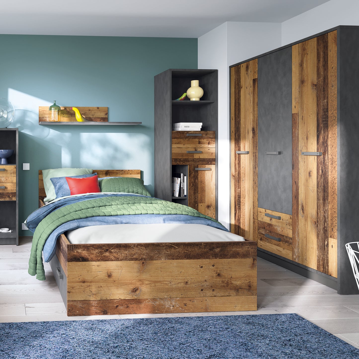 brooklyn single bed 120cm in walnut