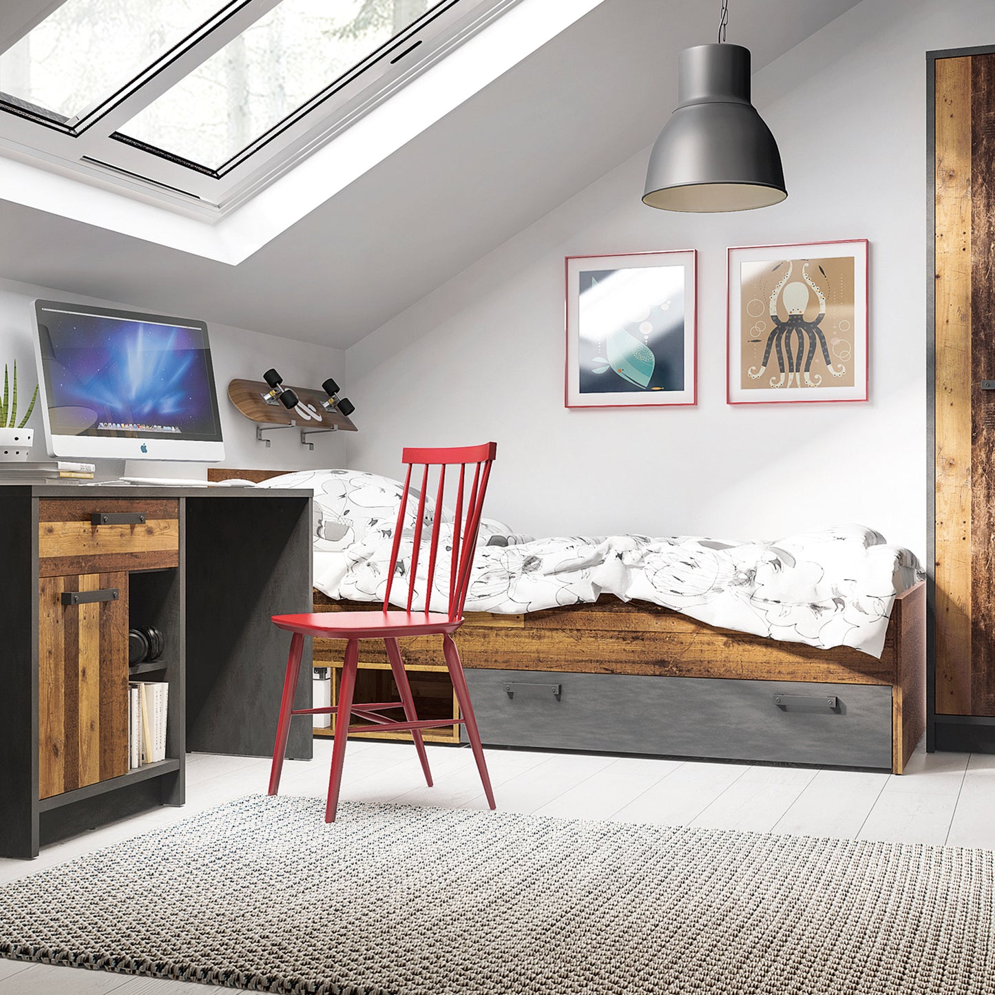 brooklyn single bed 90cm in walnut