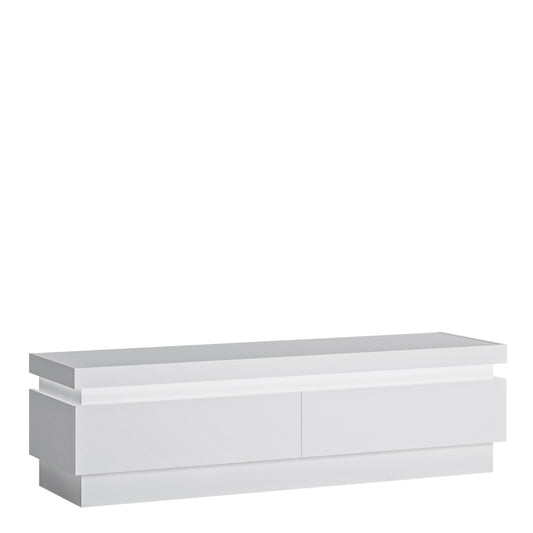 lyon 2 drawer tv cabinet (including led lighting) in white and high gloss