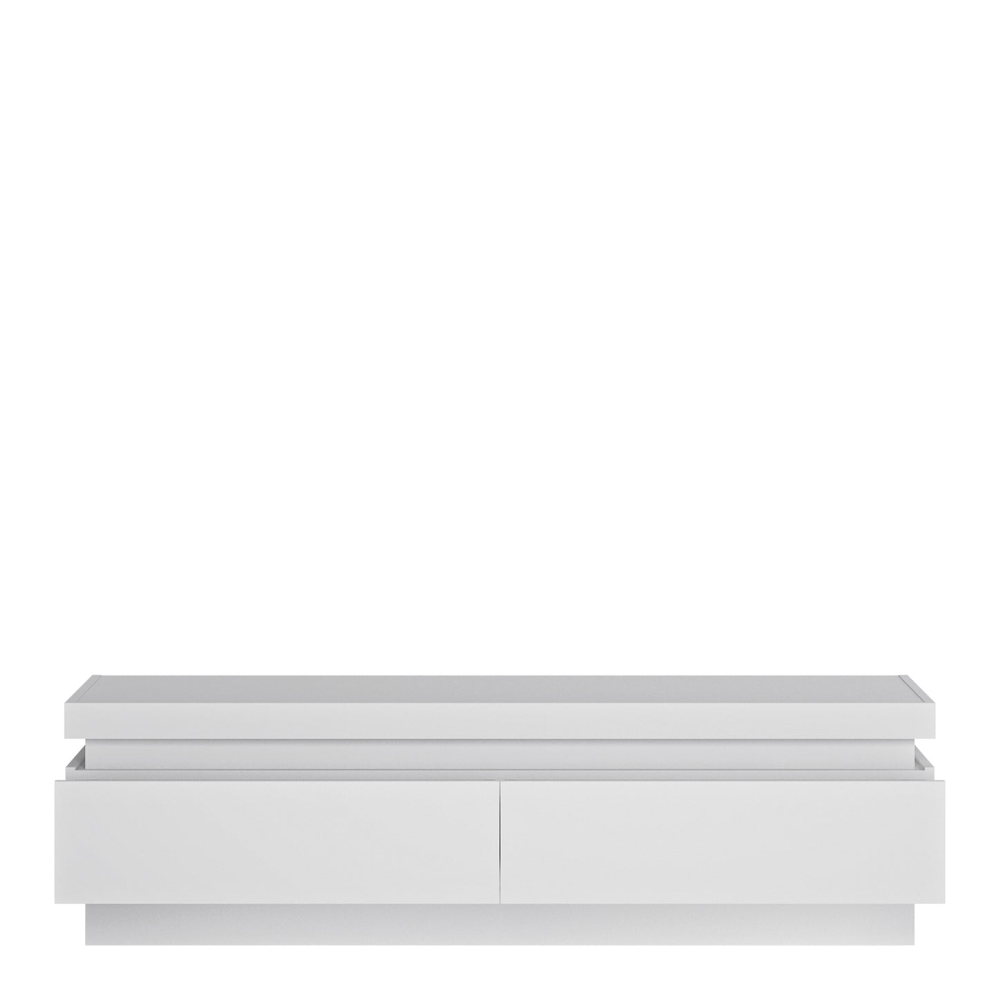 lyon 2 drawer tv cabinet (including led lighting) in white and high gloss