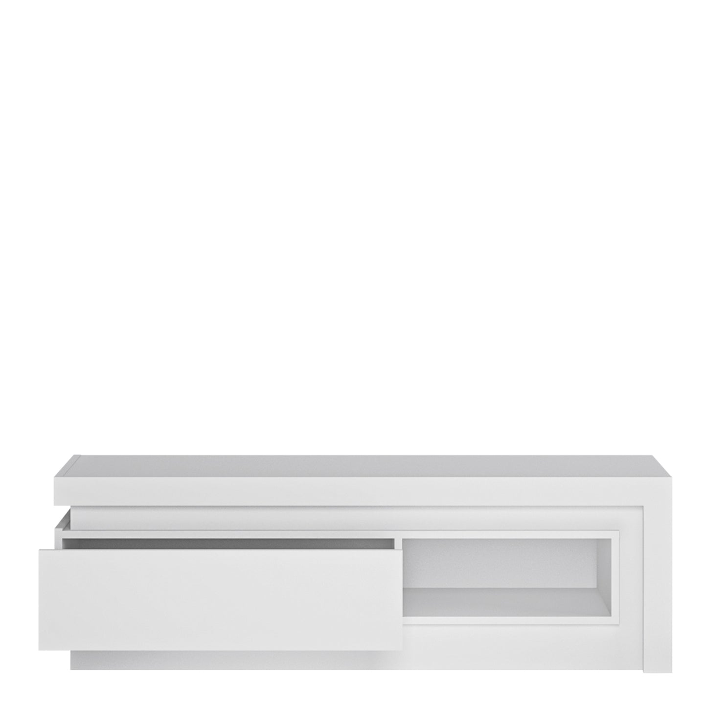 lyon 1 drawer tv cabinet with open shelf in white and high gloss