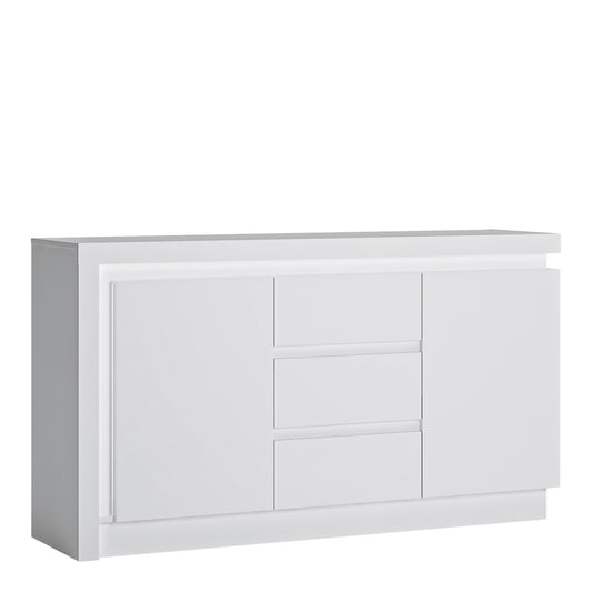 lyon 2 door 3 drawer sideboard (including led lighting) in white and high gloss