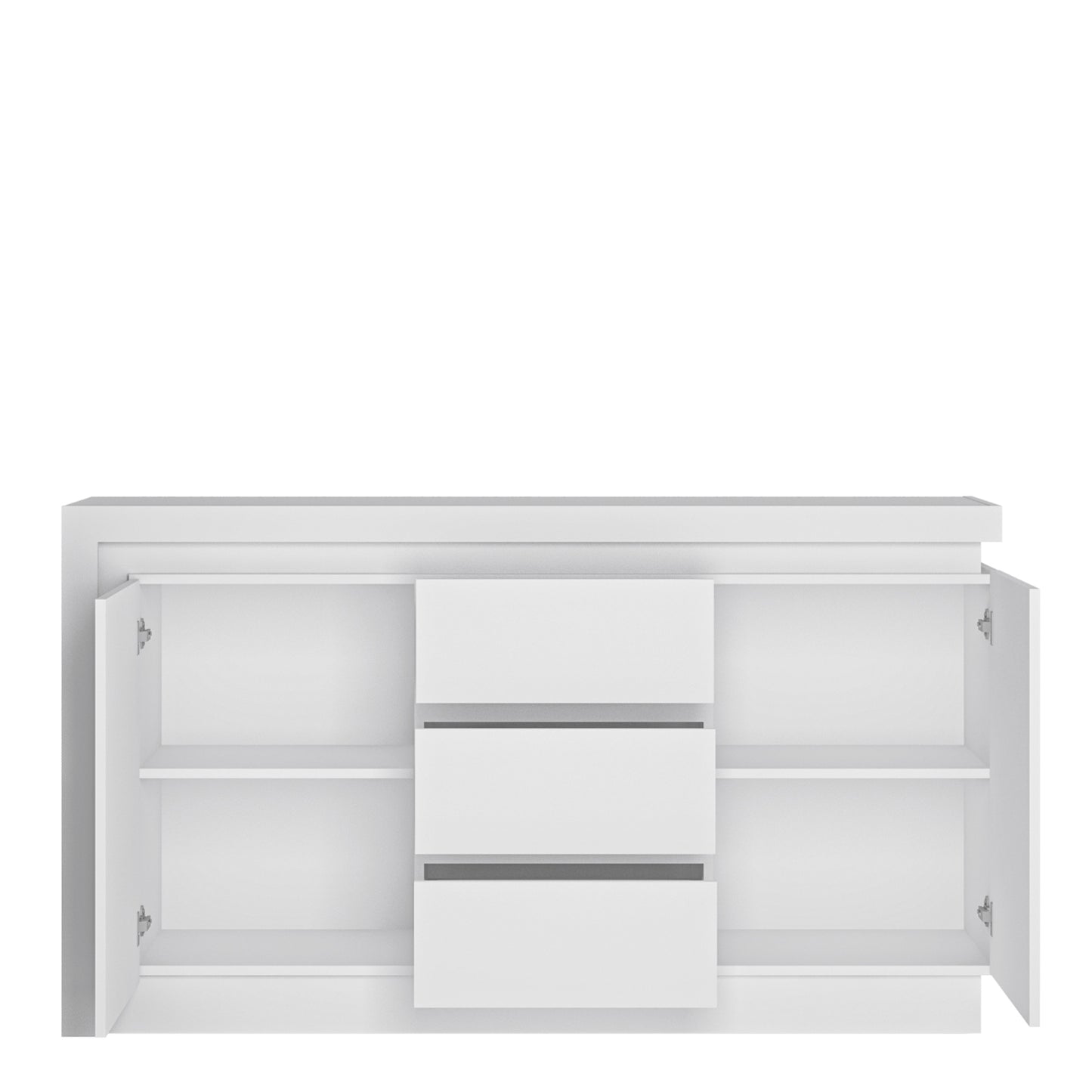 lyon 2 door 3 drawer sideboard (including led lighting) in white and high gloss
