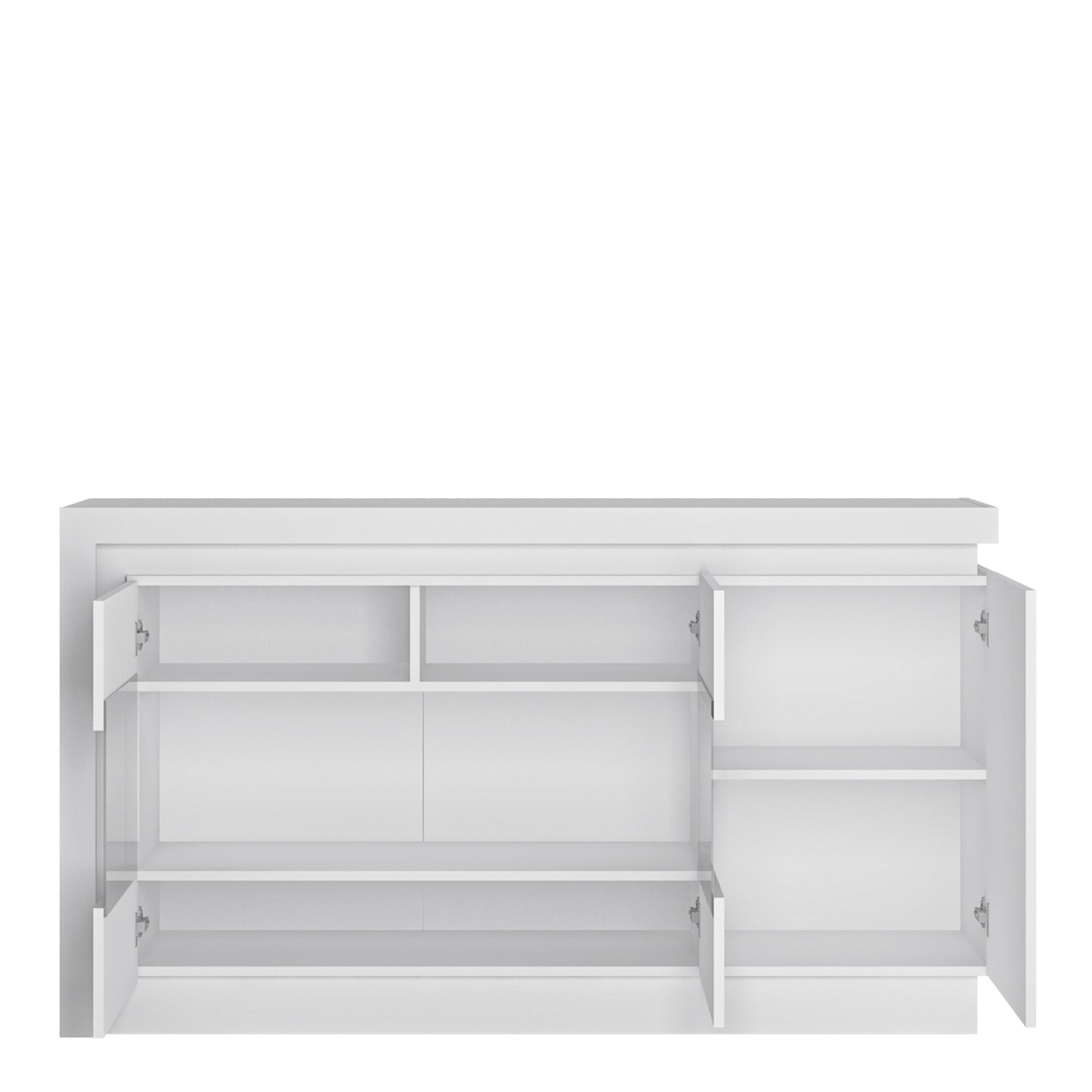 lyon 3 door glazed sideboard (including led lighting) in white and high gloss