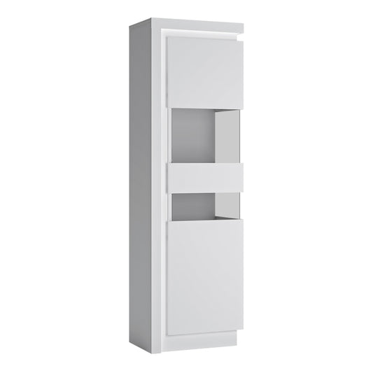lyon tall narrow display cabinet (rhd) (including led lighting) in white and high gloss
