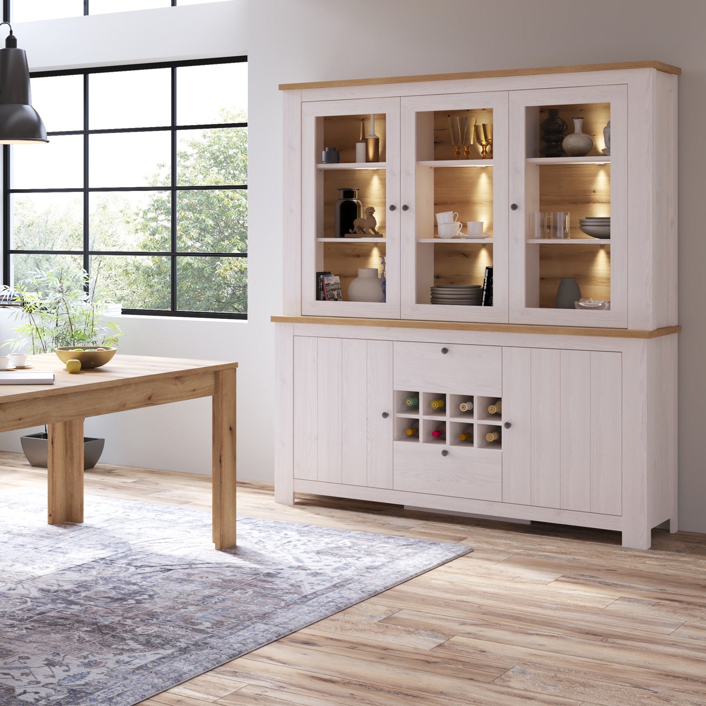 celesto 3 door display top unit in white and oak