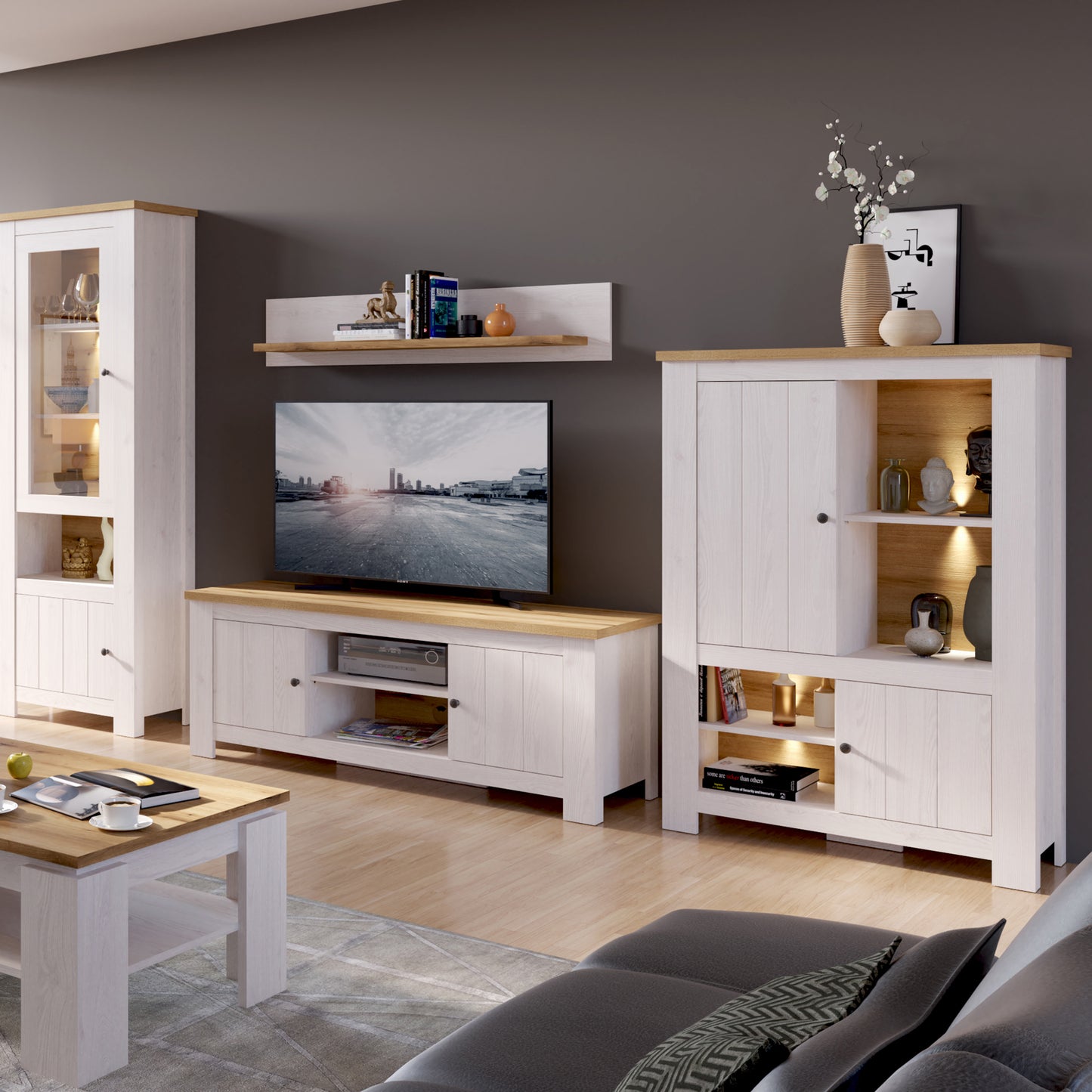 celesto shelf in white and oak