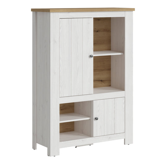 celesto 2 door 4 shelves cabinet in white and oak