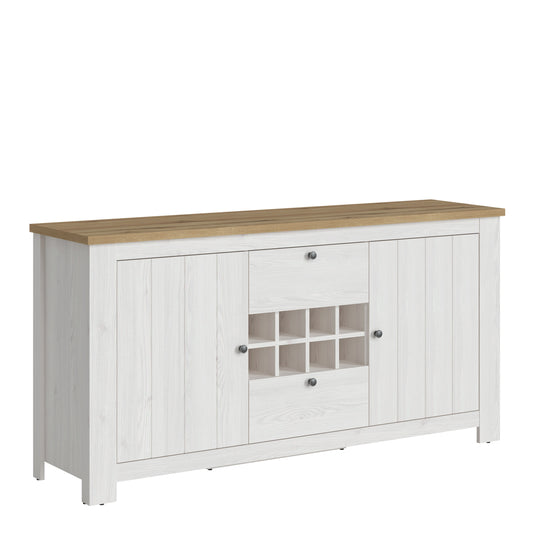 celesto 2 door 2 drawer sideboard with wine rack in white and oak