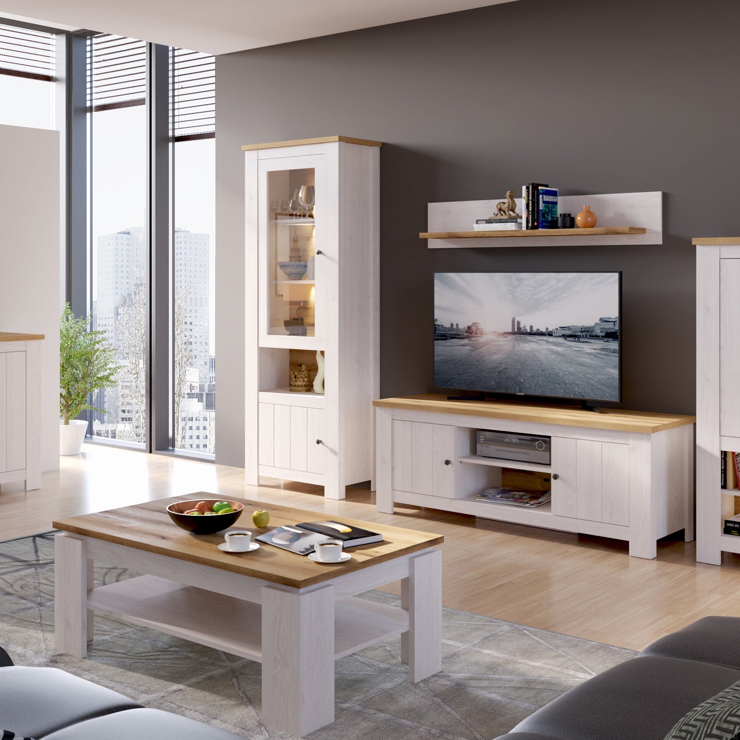 celesto coffee table in white and oak